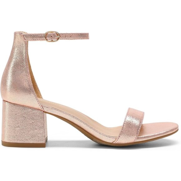 Dream Pairs Women's Champagne Chunky Block Heel Ankle Strap Sandals Shoes - Picture 2 of 8